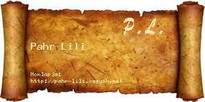 Pahr Lili névjegykártya
