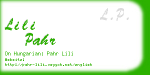 lili pahr business card